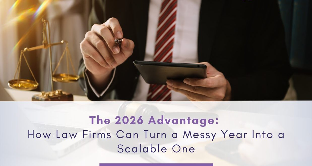 Attorney reviewing financial dashboards to prepare law firm strategy for 2026