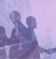 people shaking hands and collaborating with a purple overlay